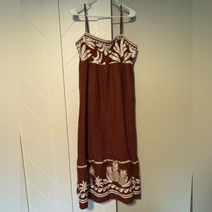 Rachel Zoe Brown and Cream tropical Patterned Maxi Dress Size XL